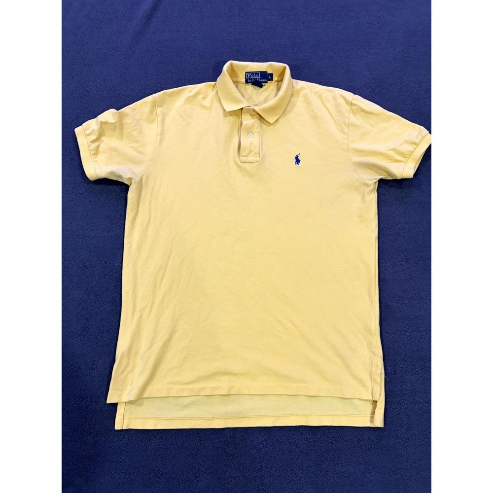 Polo By Ralph Lauren Polo Shirt Mens Large Yellow Cotton High Low Hem Tennis